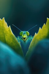 Wall Mural - Green insect on leaf