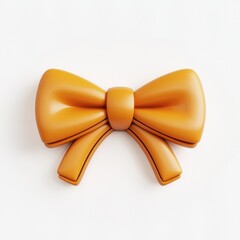 Wall Mural - A stylish, glossy orange bow with loops and tails, perfect for accessories or decorations.