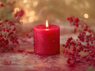 Wall Mural - Red Candle on Table