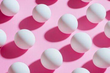 Aufkleber - Pastel Pink Minimalism White Eggs Pattern with Soft Shadows