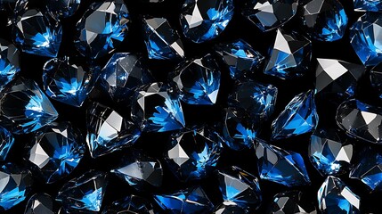 Wall Mural - Blue diamonds on a black background