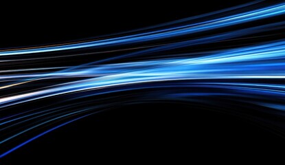 Wall Mural - abstract blue light trails dynamic motion blur background speed and energy concept