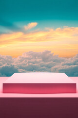 Wall Mural - pink platform above a cloudy sunset sky