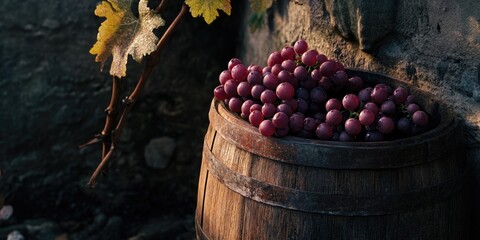 Wall Mural - Wine Barrel and Stone Wall