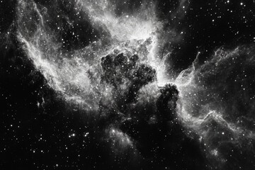 Wall Mural - star filled sky black and white