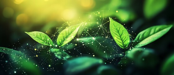 Aufkleber - Abstract technology background of a flourishing tech plant, enhanced by AI algorithms, symbolizing the harmonious growth and development driven by artificial intelligence