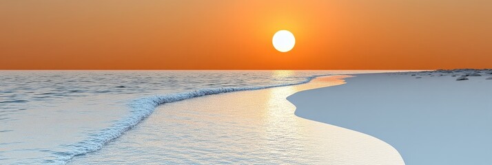 Wall Mural - A serene beach at sunset with gentle waves lapping at the shore.