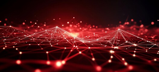 Fototapete - Abstract red network connection background.