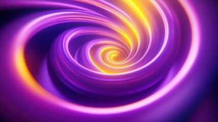 Wall Mural - Neon purple and yellow spirals twisting around each other, creating a 3D helix effect.
