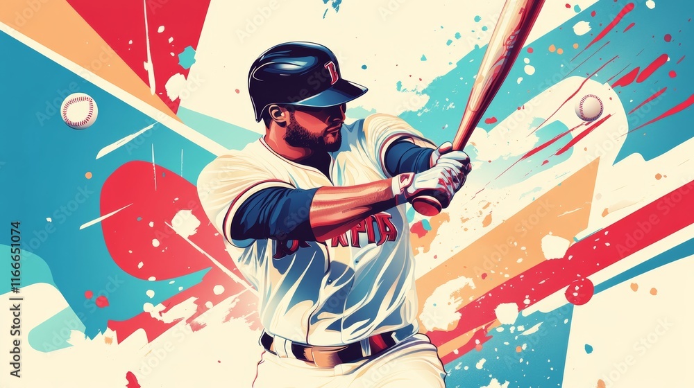 Baseball. Vector abstract illustration of sport baseball player, field ...
