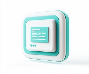Aufkleber - 3D render of a teal and white square icon with text.