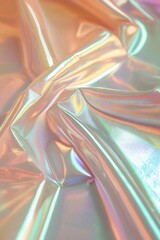 Leinwandbilder - Shimmering iridescent fabric with folds and creases, showing pastel rainbow colors and reflections.