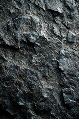 Aufkleber - Dark gray rough stone texture, closeup view of a rock surface with cracks and crevices.