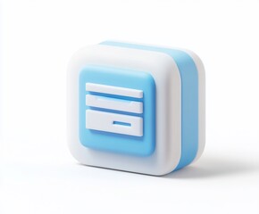 Poster - 3D render of a light blue and white square icon symbolizing data storage or a file cabinet.