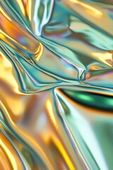 Fototapete - Abstract iridescent fabric with flowing folds and shimmering colors.