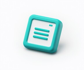Aufkleber - 3D teal square icon with white document symbol.