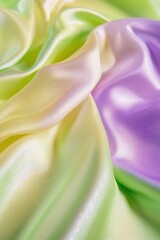 Leinwandbilder - Close-up of pastel-colored silk fabric with soft folds and drapes.