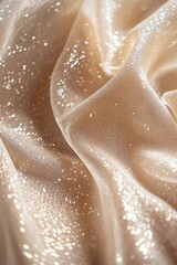 Leinwandbilder - Close-up of beige fabric with subtle glitter, showing soft folds and texture.