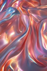 Leinwandbilder - Iridescent fabric with flowing, wavy folds and shimmering texture.