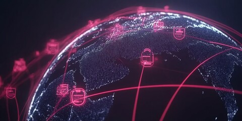 Leinwandbilder - Global network connection, data transfer, digital world.
