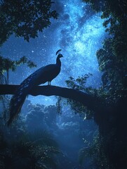 Canvas Print - Peacock on Forest Branch