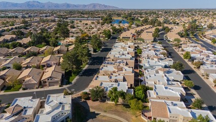 Canvas Print - Aerial view of a suburban neighborhood in Arizona.