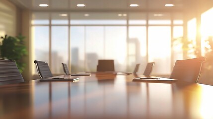 Wall Mural - Blurred Business Meeting Background in a Modern Conference Room