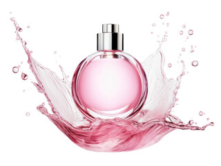 Wall Mural - PNG Pink perfume bottle cosmetics splash luxury.