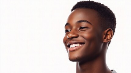 Wall Mural - Young Man with Short Hair Smiling Confidently on Isolated Background