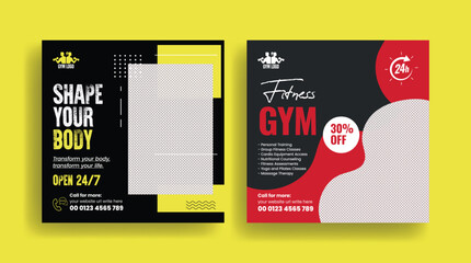 online gym and fitness trainer, personal trainer, yoga, training, workout social media post banner o