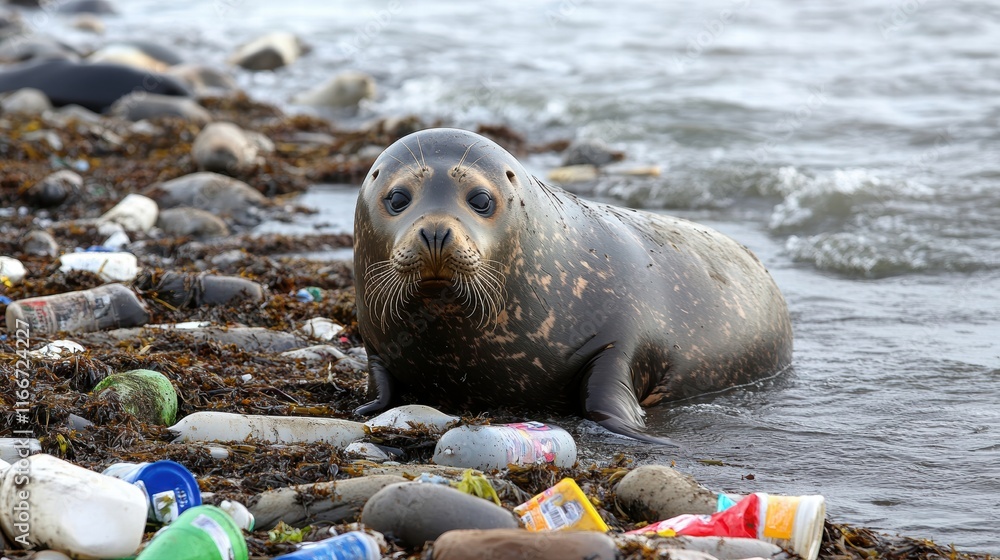 Impact Of Plastic Pollution On Elephant Seal Colony Yangntp Beach Ocean 