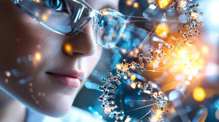 Aufkleber - researcher using CRISPR technology to design gene editing, showcasing DNA strands and scientific innovation. image captures essence of modern genetics and biotechnology