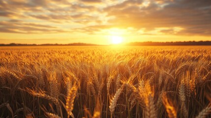 Wall Mural - Field of Wheat at Sunset