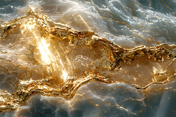 Wall Mural - flowing texture of stream with sunlight reflecting off golden ripples creates mesmerizing visual effect. interplay of light and water evokes sense of tranquility and beauty