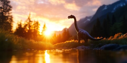 Wall Mural - brachiosaurus in nature