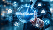© Design_Stock - Modern Real Estate Concept, Hand Touching Digital Interface, Real Estate Technology, Digital Network and Property Icons, Real Estate Investment, Digital Interface with Property and Location Icons