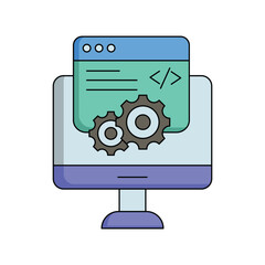 Software color line icon with white background vector stock illustration