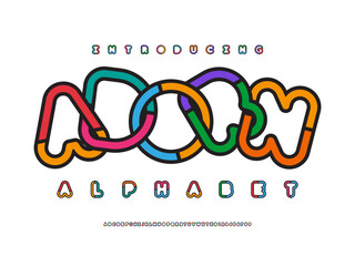 Wall Mural - colorful trendy style alphabet design with uppercase and numbers
