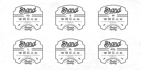 Wall Mural - Styled Clothing Label tag Templates Featuring Various Sizes and Design Instructions