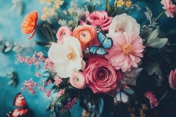 Wall Mural - Bouquet with Butterfly