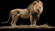 © Elshad Karimov - A majestic lion isolated against a black backdrop. The portrait captures the lion's regal presence, showcasing its striking features and powerful gaze. The dark background enhances the contrast