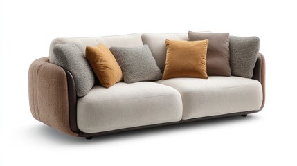 Wall Mural - Modern Sofa Design with Plush Cushions in a Minimalist Aesthetic for Contemporary Living Spaces