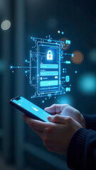 programmer securing mobile app with innovative cybersecurity login interface
