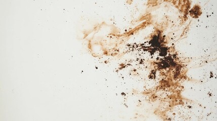 Wall Mural - Abstract ink and coffee stains on a textured white paper background creating a chaotic artistic design for creative projects