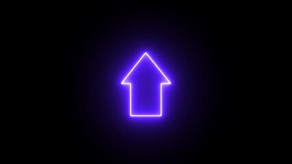 Canvas Print - Glowing neon up direction arrow icon animation. Abstract moving up directional neon arrow icon.