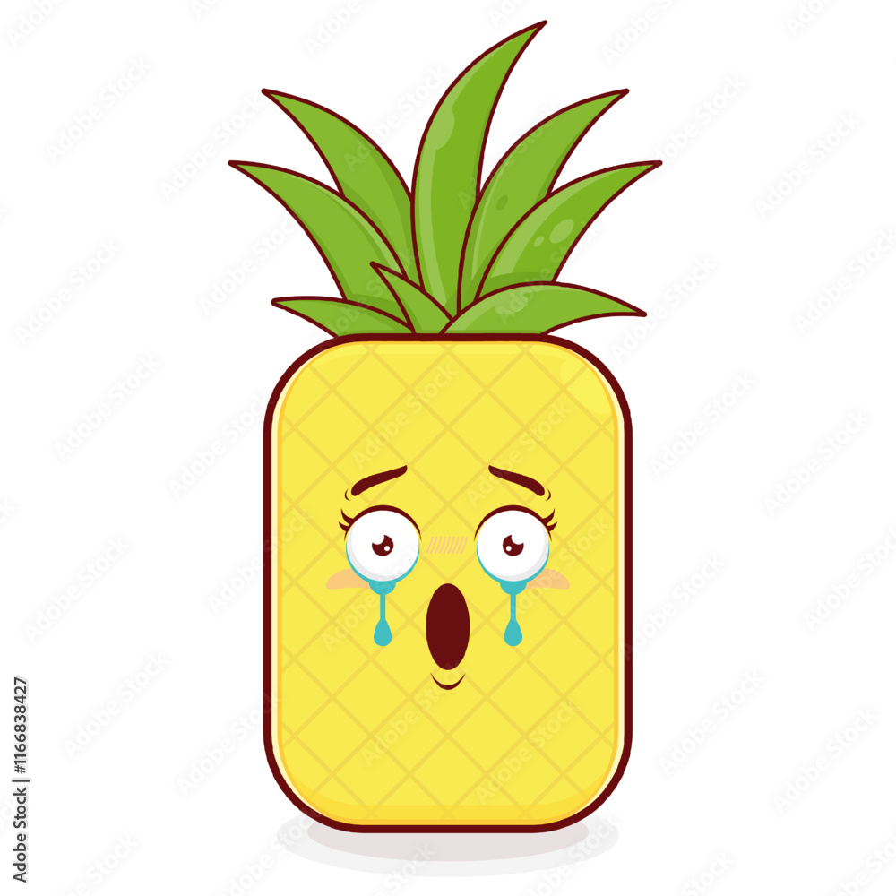 pineapple scared face cartoon cute Stock Vector | Adobe Stock