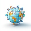 © Espresso - A vibrant globe surrounded by various digital icons representing global connectivity and communication.