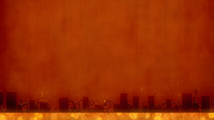 Wall Mural - Abstract warm tones with silhouette cityscape