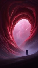 Wall Mural - a man standing in the middle of a tunnel