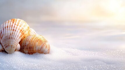 Poster - A group of seashells sitting on top of a pile of snow